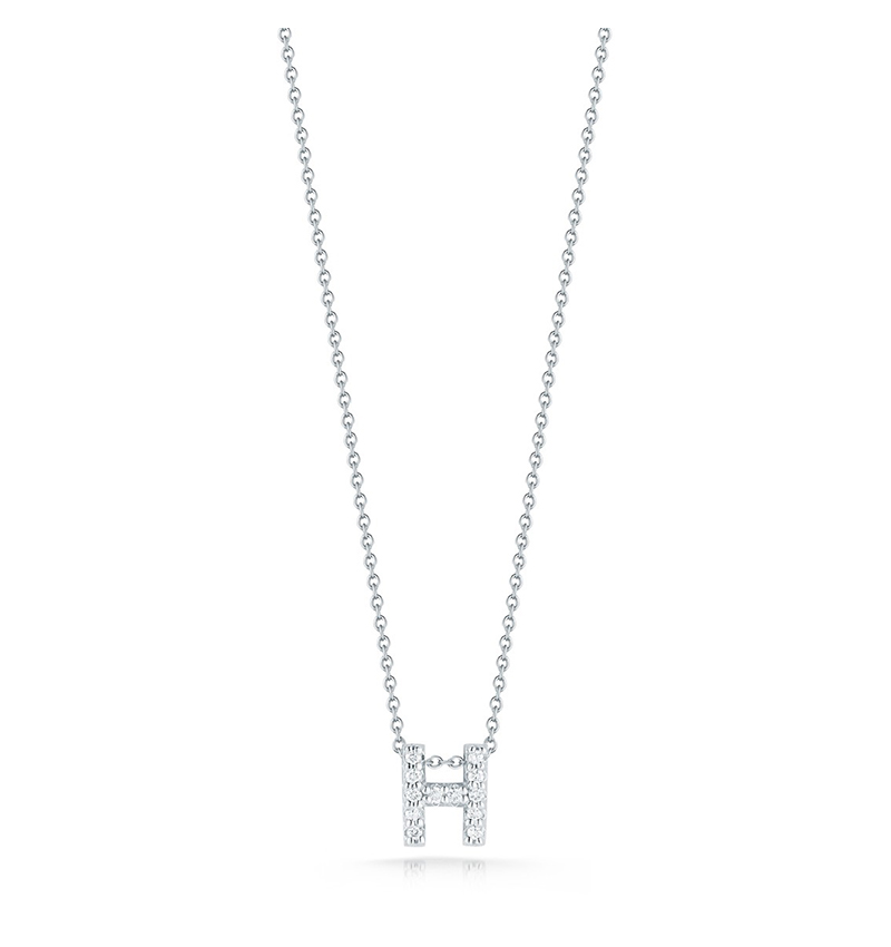 Roberto Coin Tiny Treasures White Gold "Love Letter" Initial Pendant